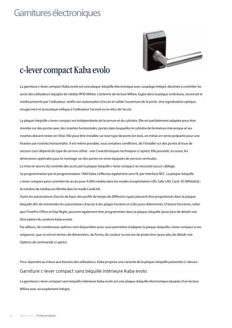 Catalogue Kaba Evolo - Courant faible et automatismes