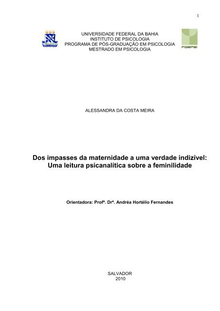 Uma leitura psicanalÃ­tica sobre a feminilidade - Programa de PÃ³s ...