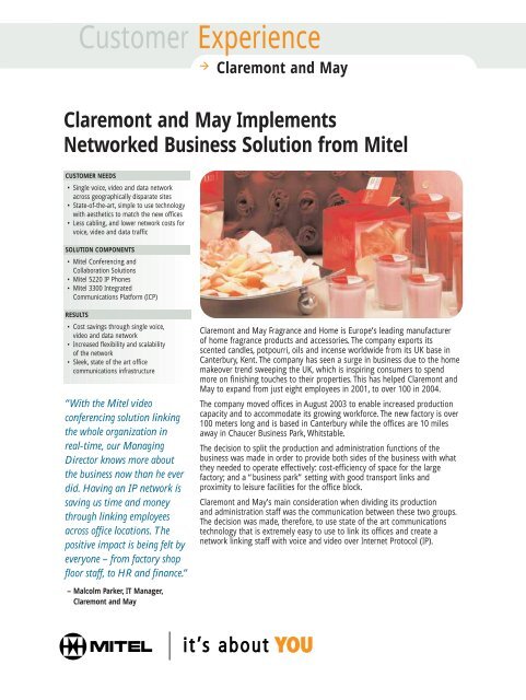 Claremont and May Implements Networked Business ... - Actimax