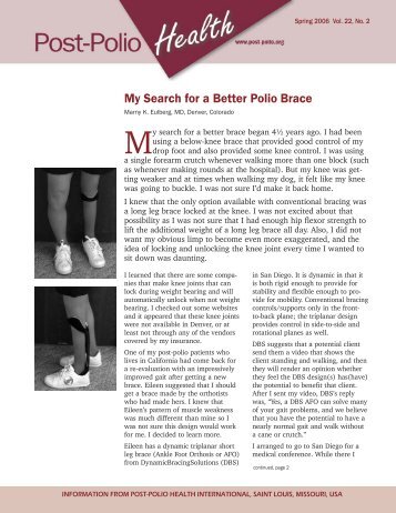 My Search for a Better Polio Brace - Post-Polio Health International