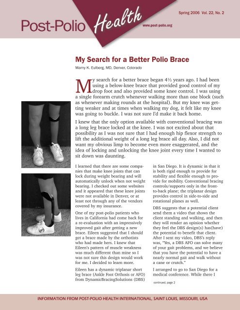 My Search For A Better Polio Brace Post Polio Health International