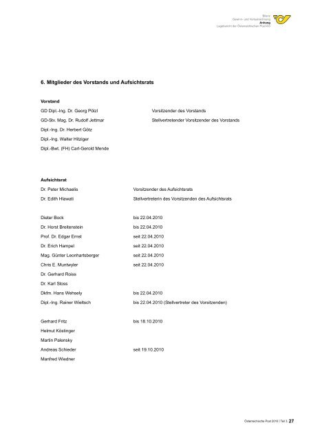 Jahresfinanzbericht - Ãsterreichische Post AG