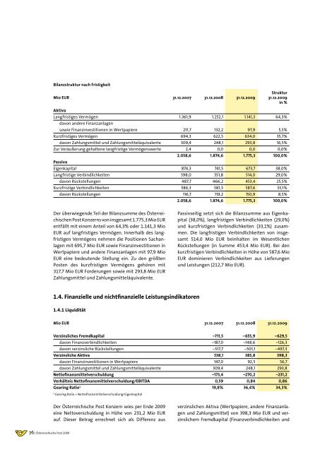 GeschÃ¤ftsbericht 2009 - Ãsterreichische Post AG