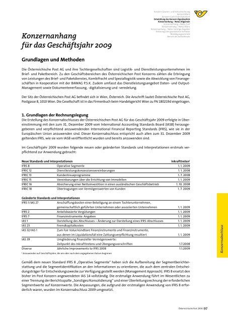 GeschÃ¤ftsbericht 2009 - Ãsterreichische Post AG