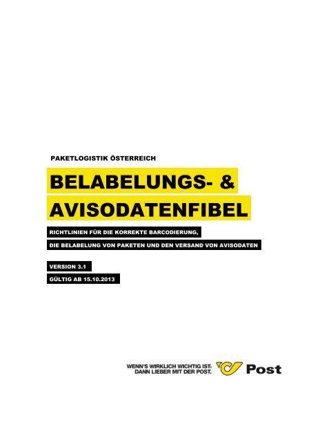 Belabelungsfibel und Avisodatenfibel - Österreichische Post AG