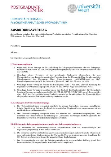 AUSBILDUNGSVERTRAG - Postgraduate Center