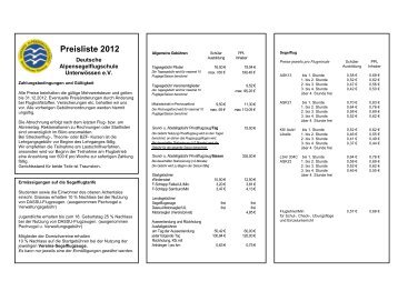 Preisliste DASSU 2012