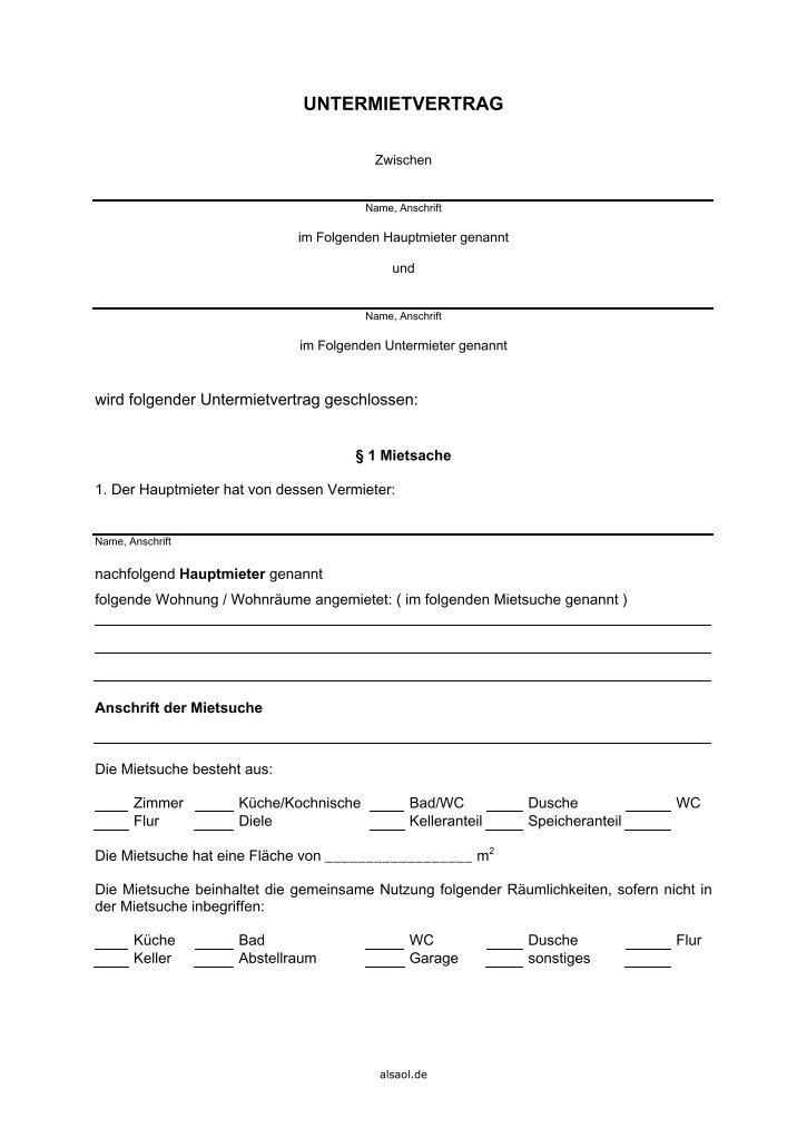 Untermietvertrag Magazine Untermietvertrag Magazine