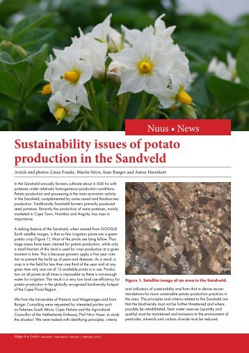 Sustainability issues of potato production in the Sandveld