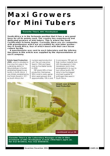 Maxi Growers for Mini Tubers - Potatoes South Africa