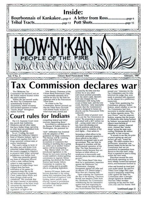 Tax Commission declares war - Citizen Potawatomi Nation