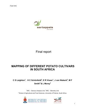 Mapping of diffent potato cultivars - Potatoes South Africa