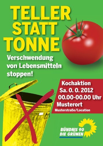 Flyer-Vorlage: Kochaktion "Teller statt Tonne!" - Brigitte Pothmer, MdB