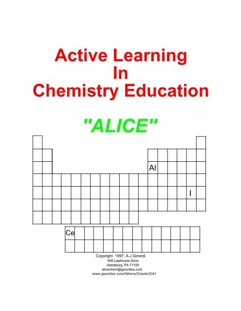 Active Learning In Chemistry Education - Potomac School