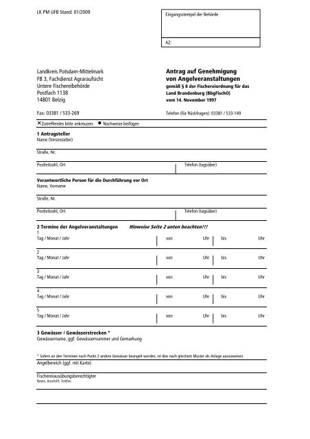 Antrag auf Genehmigung von Angelveranstaltungen - Landkreis ...