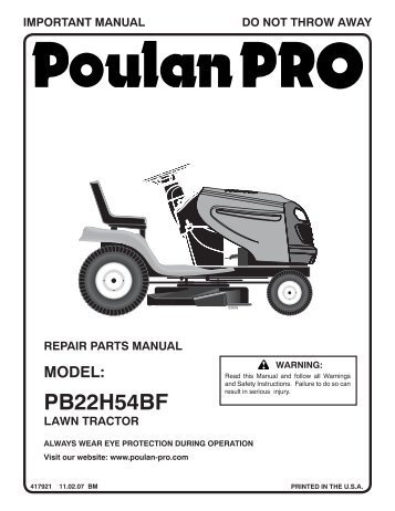 ipl, pb22h54bf, 2007-11, tractors/ride mowers, 96042006000 - Poulan