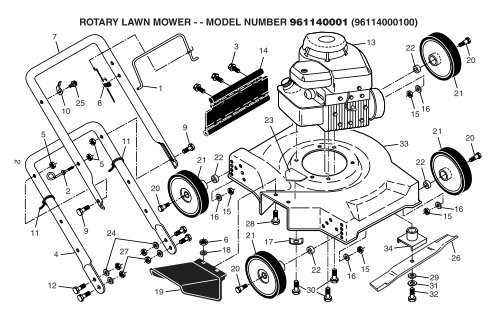 rotary lawn mower - - model number 961140001 ... - Poulan