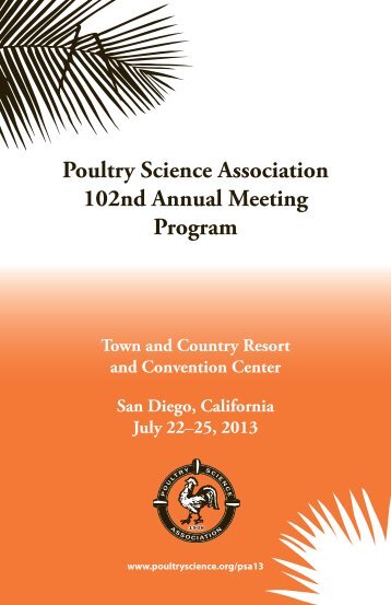 Poultry Science Association 102nd Annual Meeting Program Town ...