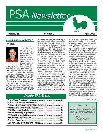 April - Poultry Science Association