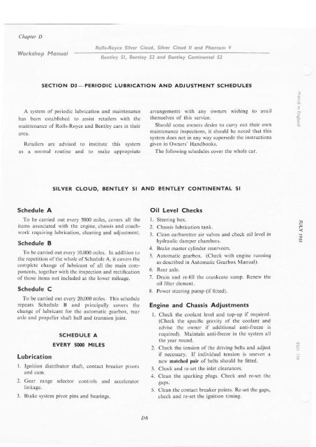 LUBRICATION AND MAINTENANCE - The Rolls-Royce and Bentley ...