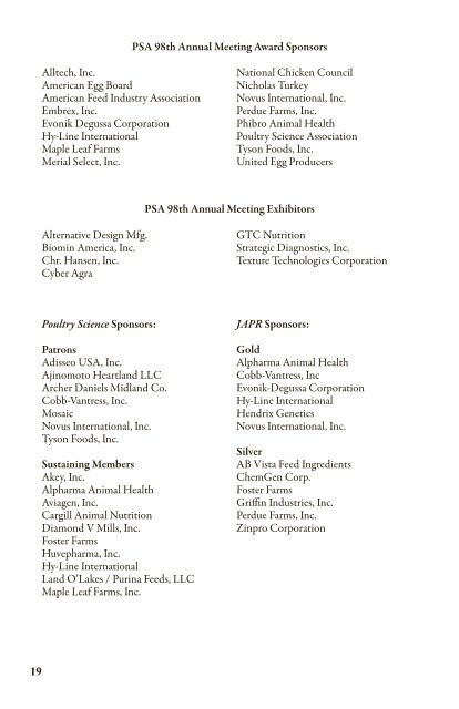 Program - Poultry Science Association