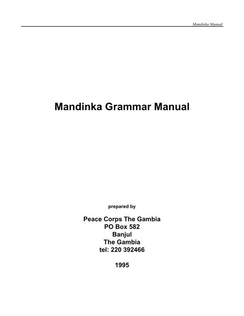 Mandinka Grammar Manual - Africanculture.dk