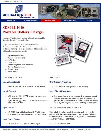 SDS012-1010 Portable Battery Charger - Power Guide Marketing