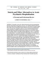 Soteria and Other Alternatives to Acute Psychiatric Hospitalization