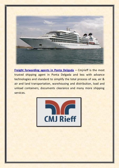 Cmjrieff- Shipping agency Ponta Delgada