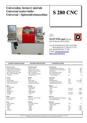 UniverzÃ¡lny hrotovÃ½ sÃºstruh S 280 CNC - SLOVTOS, spol. s ro