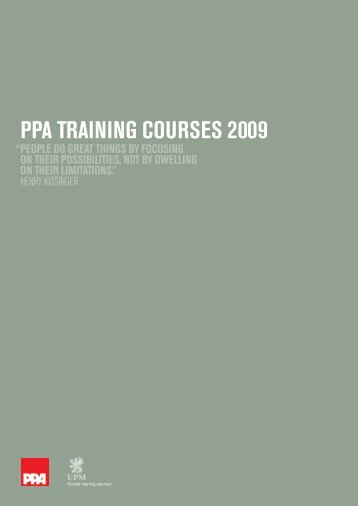 PPA TRAINING COURSES 2009 - Periodical Publishers Association