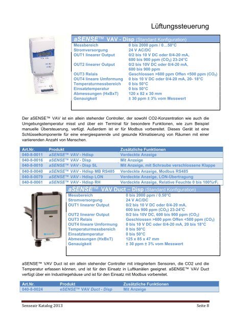 CO2-Messwertgeber, der komplette Katalog - Driesen + Kern GmbH