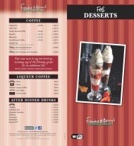 Desserts Menu - Frankie and Bennys