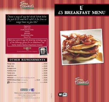 Â£5 BREAKFAST MENU - Frankie and Bennys