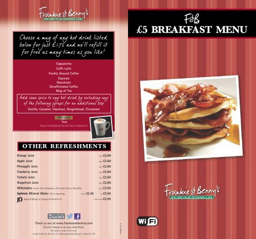 Benny's menu online