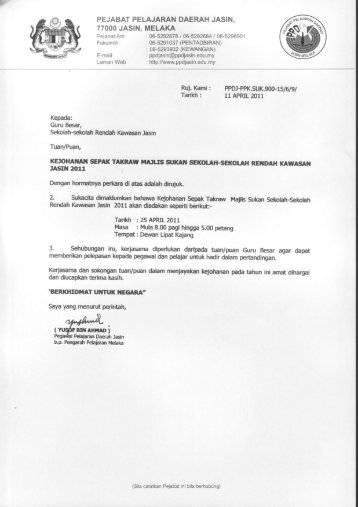 PEJABAT PELAJARAN DAERAH JASIN, 77OOO JASIN ... - PPD Jasin