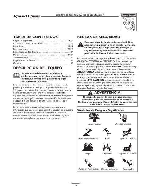 Owner's Manual / Manual del Propietario - Ppe-pressure-washer ...