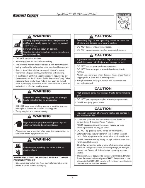 Owner's Manual / Manual del Propietario - Ppe-pressure-washer ...