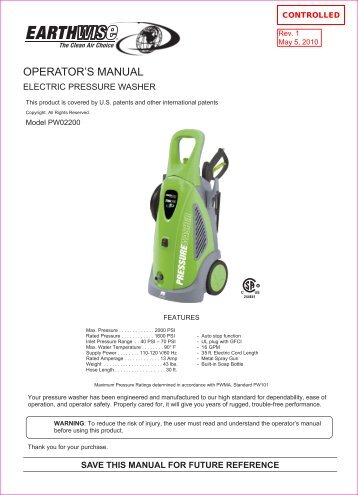 Owners Manual - Ppe-pressure-washer-parts.com