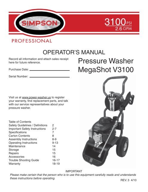 MSV3100 Manual Rev 3.indd - Ppe-pressure-washer-parts.com