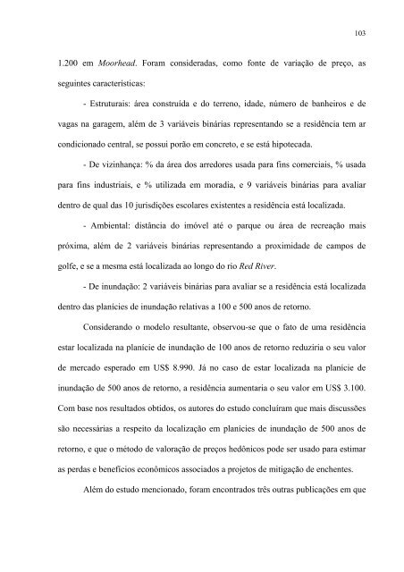 AnÃ¡lise do Efeito do Risco de Cheia no Valor de ImÃ³veis pelo ...