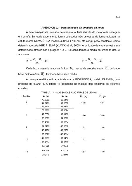 AnÃ¡lise Experimental de uma Fornalha a Lenha de Fluxo Co ...