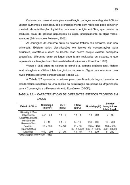 DeterminaÃ§Ã£o do Estado de EutrofizaÃ§Ã£o de um Lago Raso