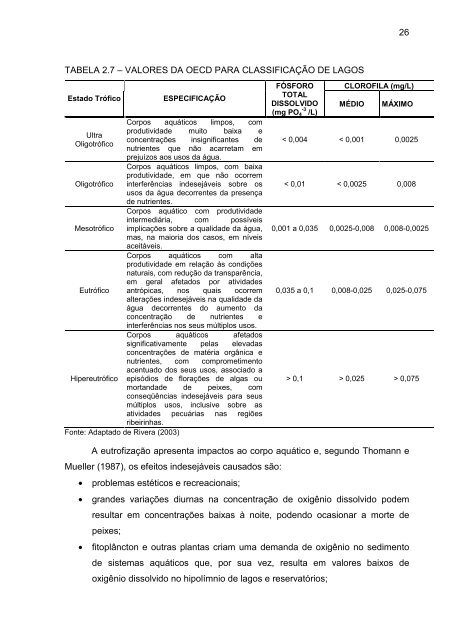 DeterminaÃ§Ã£o do Estado de EutrofizaÃ§Ã£o de um Lago Raso