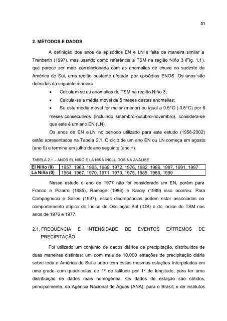 Impacto de EpisÃ³dios El NiÃ±o e La NiÃ±a sobre a FreqÃ¼Ãªncia de ...