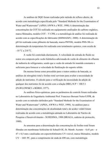 AvaliaÃ§Ã£o da EficiÃªncia de um Reator AnaerÃ³bio de Leito Fluidizado ...