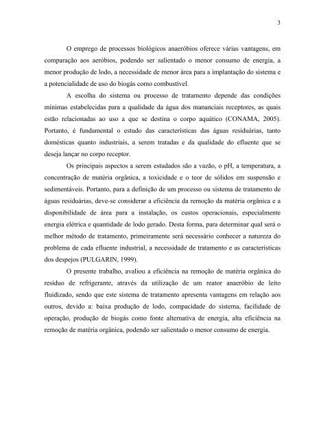 AvaliaÃ§Ã£o da EficiÃªncia de um Reator AnaerÃ³bio de Leito Fluidizado ...