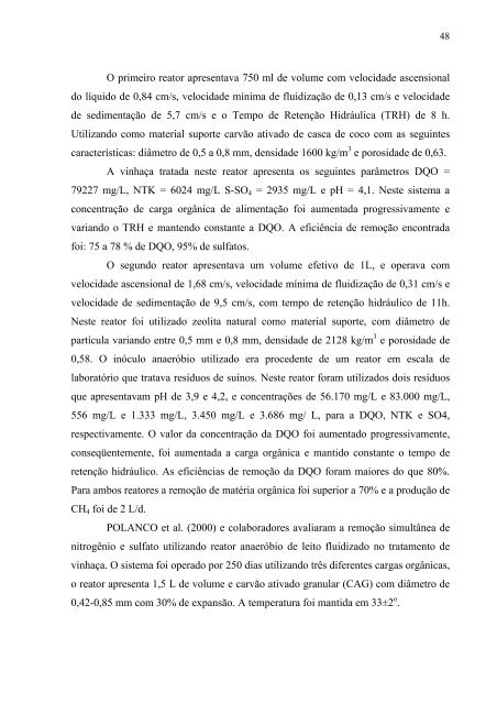 AvaliaÃ§Ã£o da EficiÃªncia de um Reator AnaerÃ³bio de Leito Fluidizado ...