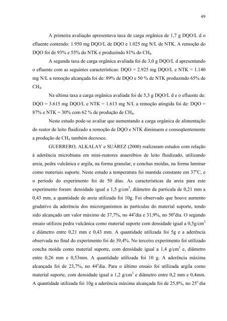 AvaliaÃ§Ã£o da EficiÃªncia de um Reator AnaerÃ³bio de Leito Fluidizado ...