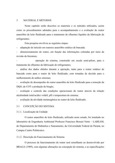 AvaliaÃ§Ã£o da EficiÃªncia de um Reator AnaerÃ³bio de Leito Fluidizado ...